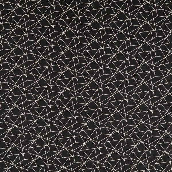 Baumwolldruck Grafisches Muster in Weiß auf Schwarz
